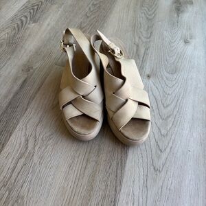 Women’s Beige Slingback Wedge Sandals